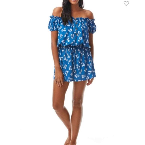kate spade womens romper  Dandelion Floral Off the Shoulder Blue NEW small - Picture 1 of 3